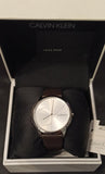  Shop Authentic Calvin Klein Minimal Silver Dial Brown Leather Strap Watch for Men - K3M211G6 - Luxxuri
