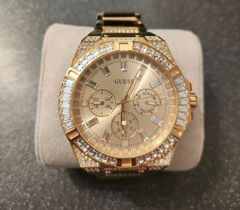  Shop Authentic Guess Zeus Diamonds Gold Dial Gold Steel Strap Watch for Men - GW0209G2 - Luxxuri