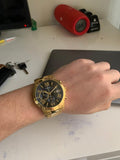  Shop Authentic Guess Atlas Chronograph Black Dial Gold Steel Strap Watch for Men - W0668G8 - Luxxuri
