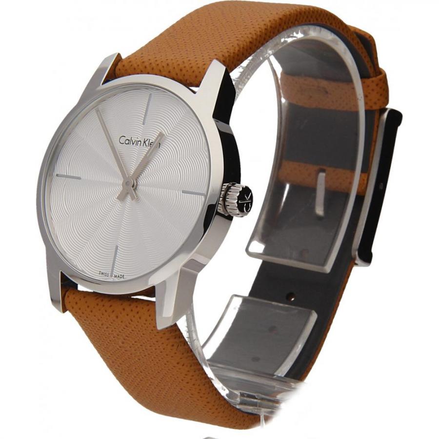  Shop Authentic Calvin Klein City Silver Dial Orange Leather Strap Watch for Women - K2G231G6 - Luxxuri