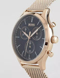  Shop Authentic Hugo Boss Companion Quartz Black Dial Rose Gold Mesh Bracelet Watch For Men - HB1513548 - Luxxuri