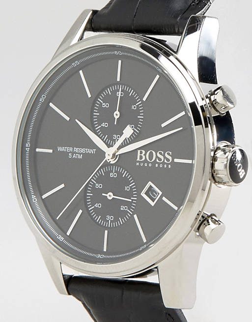  Shop Authentic Hugo Boss Jet Black Dial Black Leather Strap Watch for Men - 1513279 - Luxxuri