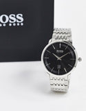  Shop Authentic Hugo Boss Officer Black Dial Silver Steel Strap Watch for Men - 1513614 - Luxxuri