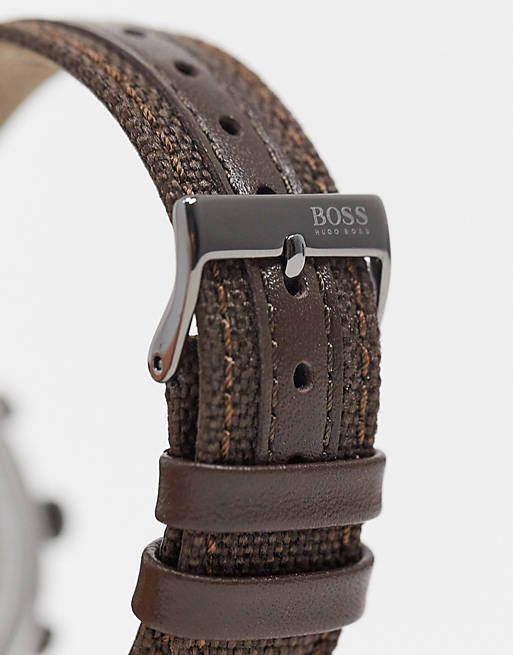  Shop Authentic Hugo Boss Spirit White Dial Brown Nylon Strap Watch for Men - 1513690 - Luxxuri