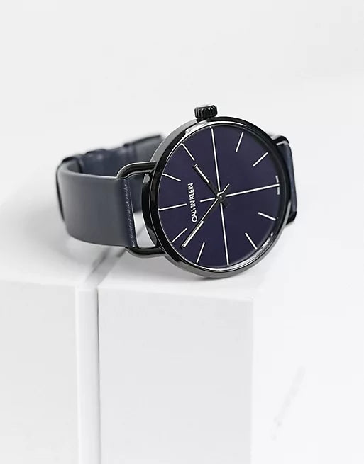  Shop Authentic Calvin Klein Even Blue Dial Blue Leather Strap Watch for Men - K7B214VN - Luxxuri