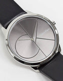  Shop Authentic Calvin Klein Minimal Black Dial Black Leather Strap Watch for Men - K3M211C3 - Luxxuri