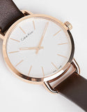  Shop Authentic Calvin Klein Even Silver Dial Brown Leather Strap Watch for Men - K7B216G6 - Luxxuri