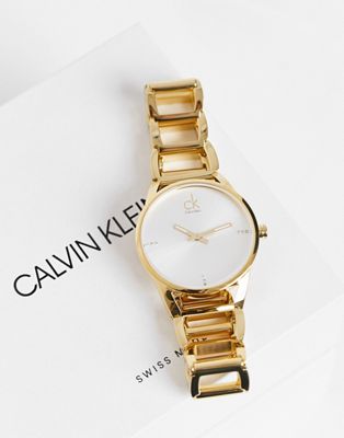  Shop Authentic Calvin Klein Stately White Dial Gold Steel Strap Watch for Women - K3G2352W - Luxxuri
