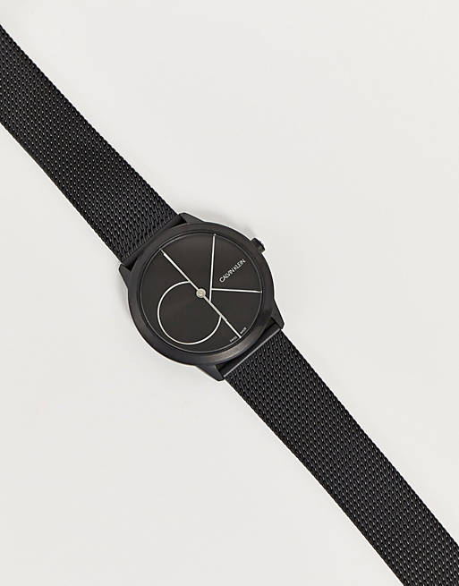  Shop Authentic Calvin Klein Minimal Black Dial Black Mesh Bracelet Watch for Men - K3M514B1 - Luxxuri