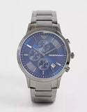  Shop Authentic Emporio Armani Renato Chronograph Quartz Blue Dial Black Steel Strap Watch For Men - AR11215 - Luxxuri