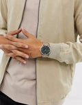 Emporio Armani Kappa Quartz Black Dial Two Tone Mesh Bracelet Watch For Men - AR11228