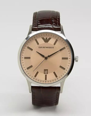  Shop Authentic Emporio Armani Classic Quartz Brown Dial Brown Leather Strap Watch For Men - AR2427 - Luxxuri