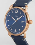  Shop Authentic Fossil The Commuter Blue Dial Blue Leather Strap Watch for Men - FS5274 - Luxxuri