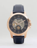  Shop Authentic Fossil Grant Mechanical Blue Dial Blue Leather Strap Watch for Men - ME3054 - Luxxuri