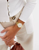  Shop Authentic Michael Kors Lauryn Mother of Pearl White Dial Gold Steel Strap Watch for Women - MK3899 - Luxxuri