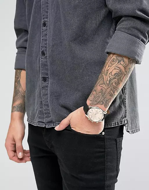  Shop Authentic Michael Kors Lexington Chronograph Rose Gold Dial Black Leather Strap Watch For Men - MK8516 - Luxxuri