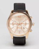  Shop Authentic Michael Kors Lexington Chronograph Rose Gold Dial Black Leather Strap Watch For Men - MK8516 - Luxxuri