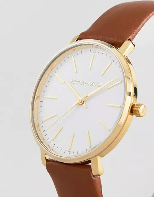  Shop Authentic Michael Kors Pyper Quartz Silver Dial Brown Leather Watch For Women - MK2740 - Luxxuri