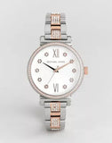  Shop Authentic Michael Kors Sophie Chronograph Silver Dial Two Tone Steel Strap Watch For Women - MK3880 - Luxxuri