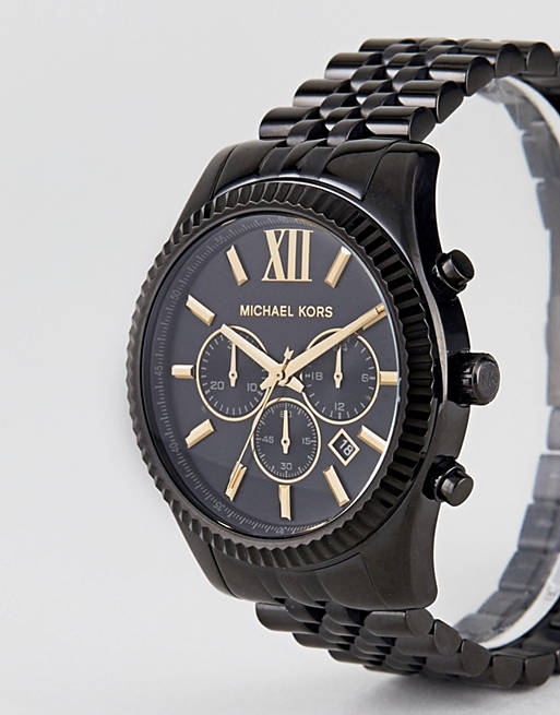  Shop Authentic Michael Kors Lexington Chronograph Black Dial Black Steel Strap Watch for Men - MK8603 - Luxxuri