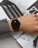  Shop Authentic Movado Bold Black Dial Brown Leather Strap Watch For Men - 3600305 - Luxxuri
