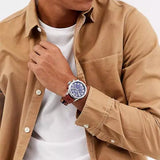  Shop Authentic Tommy Hilfiger Trent Quartz Blue Dial Brown Leather Strap Watch for Men - 1791066 - Luxxuri