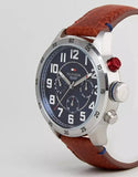  Shop Authentic Tommy Hilfiger Trent Quartz Blue Dial Brown Leather Strap Watch for Men - 1791066 - Luxxuri