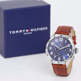  Shop Authentic Tommy Hilfiger Trent Quartz Blue Dial Brown Leather Strap Watch for Men - 1791066 - Luxxuri