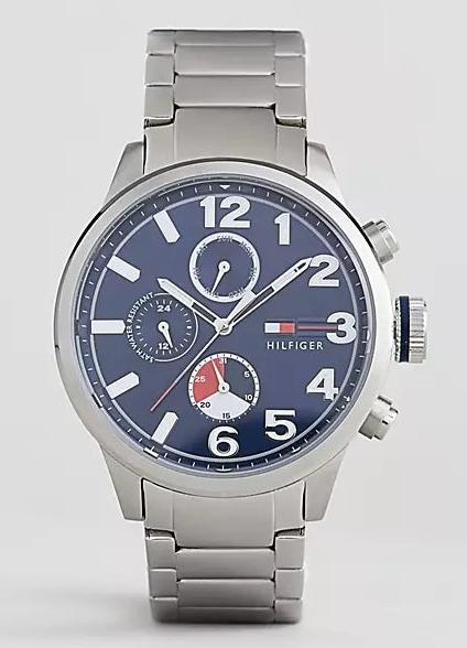  Shop Authentic Tommy Hilfiger Jackson Chronograph Blue Dial Silver Steel Strap Watch for Men - 1791242 - Luxxuri