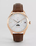  Shop Authentic Tommy Hilfiger Oliver Chronograph White Dial Brown Leather Strap Watch for Men - 1791306 - Luxxuri