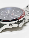  Shop Authentic Tommy Hilfiger Bank Chronograph Blue Dial Silver Steel Strap Watch for Men - 1791718 - Luxxuri