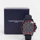  Shop Authentic Tommy Hilfiger Mason Black Dial Black Rubber Strap Watch for Men - 1791793 - Luxxuri