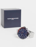  Shop Authentic Tommy Hilfiger Bank Chronograph Blue Dial Silver Steel Strap Watch for Men - 1791718 - Luxxuri