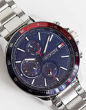  Shop Authentic Tommy Hilfiger Bank Chronograph Blue Dial Silver Steel Strap Watch for Men - 1791718 - Luxxuri