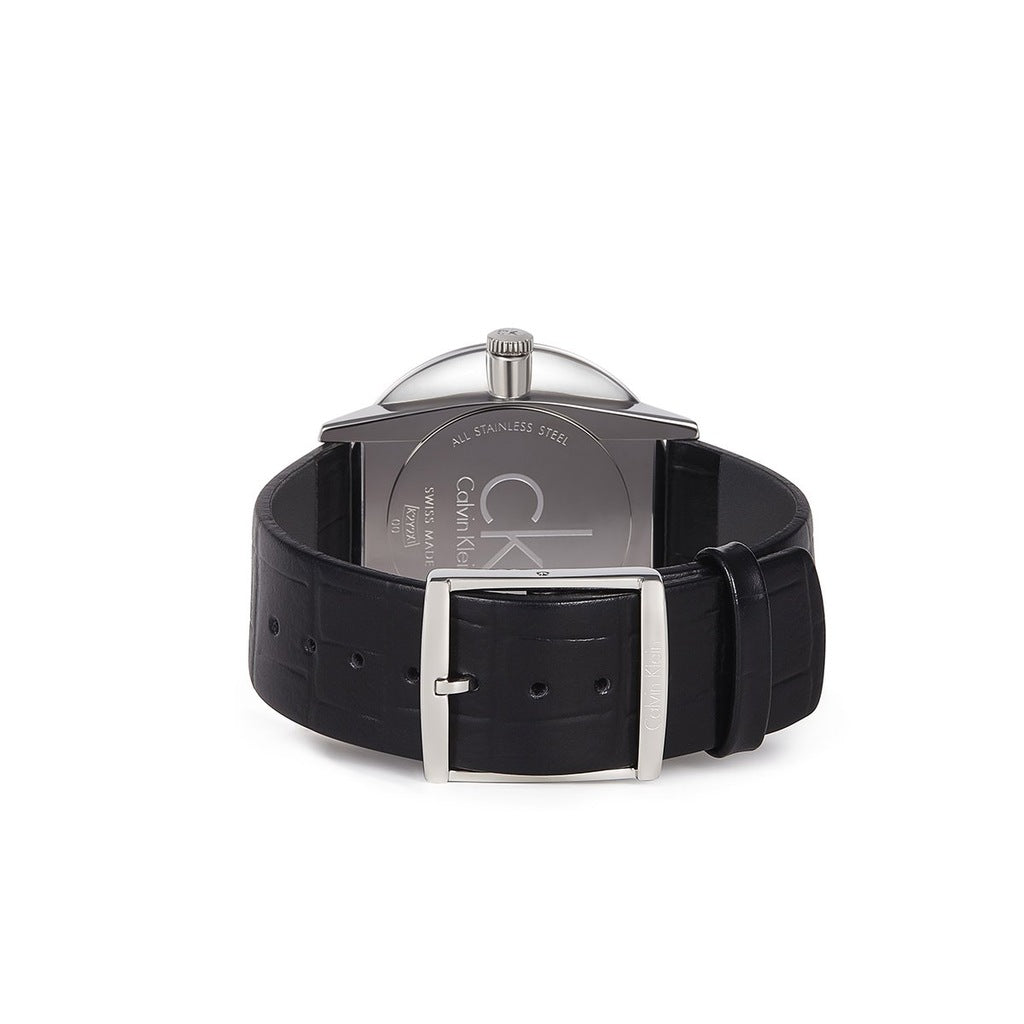  Shop Authentic Calvin Klein Grey Dial Black Leather Strap Watch for Women - K2Y2Y1CU - Luxxuri