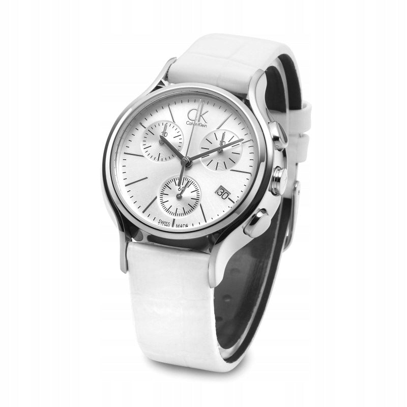  Shop Authentic Calvin Klein Skirt White Dial White Leather Strap Watch for Women - K2U291L6 - Luxxuri