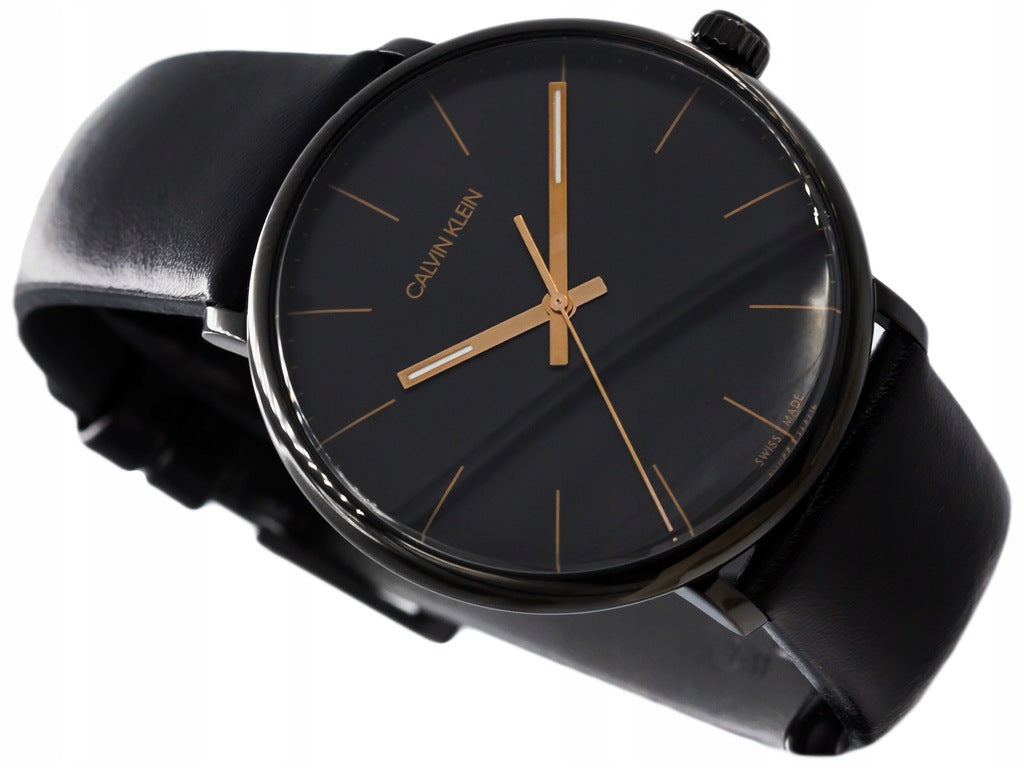  Shop Authentic Calvin Klein High Noon Quartz Black Dial Black Leather Strap Watch for Men - K8M214CB - Luxxuri