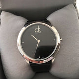  Shop Authentic Calvin Klein Minimal Black Dial Black Leather Strap Watch for Men - K3M221CS - Luxxuri