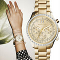  Shop Authentic Michael Kors Brinkley Diamonds Gold Dial Gold Steel Strap Watch for Women - MK6187 - Luxxuri