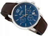  Shop Authentic Hugo Boss Attitude Blue Dial Brown Leather Strap Watch for Men - 1513606 - Luxxuri