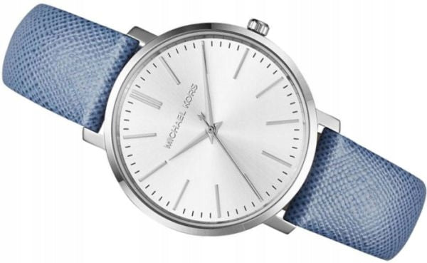  Shop Authentic Michael Kors Jaryn Quartz Silver Dial Blue Leather Strap Watch For Women - MK2495 - Luxxuri