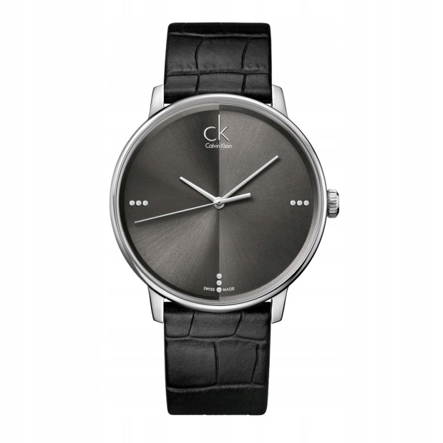  Shop Authentic Calvin Klein Grey Dial Black Leather Strap Watch for Women - K2Y2Y1CU - Luxxuri