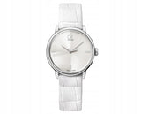  Shop Authentic Calvin Klein Accent Silver Dial White Leather Strap Watch for Women - K2Y2X1K6 - Luxxuri