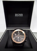 Shop Authentic Hugo Boss Grand Prix Chronograph Black Dial Black Leather Strap Watch for Men - 1513550 - Luxxuri