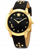  Shop Authentic Versace Audrey Quartz Black Dial Black Leather Strap Watch for Women - VELR00319 - Luxxuri