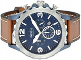  Shop Authentic Fossil Nate Chronograph Navy Blue Dial Brown Leather Strap Watch for Men - JR1504 - Luxxuri