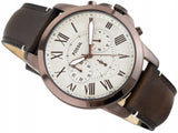  Shop Authentic Fossil Grant Chronograph White Dial Brown Leather Strap Watch for Men - FS5344 - Luxxuri