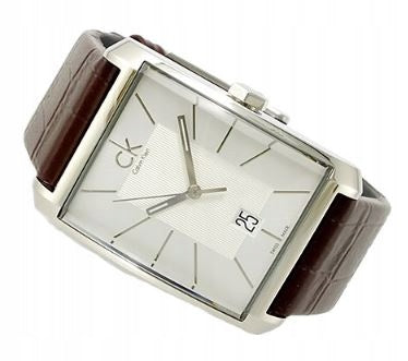  Shop Authentic Calvin Klein Window Silver Dial Brown Leather Strap Watch for Men - K2M21126 - Luxxuri