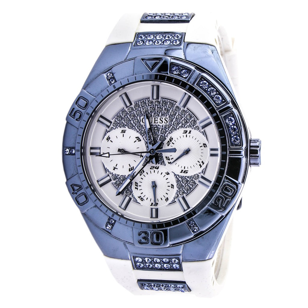  Shop Authentic Guess Luna Diamonds White Dial White Rubber Strap Watch for Women - W0653L2 - Luxxuri