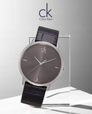  Shop Authentic Calvin Klein Grey Dial Black Leather Strap Watch for Women - K2Y2Y1CU - Luxxuri